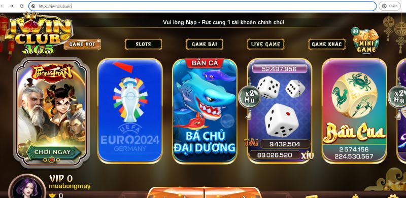 Giao diện cổng game iWin Club trên domain iwinclub.win